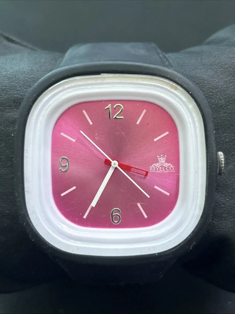 Reyes Co Pink Dial Black Band Quartz Watch